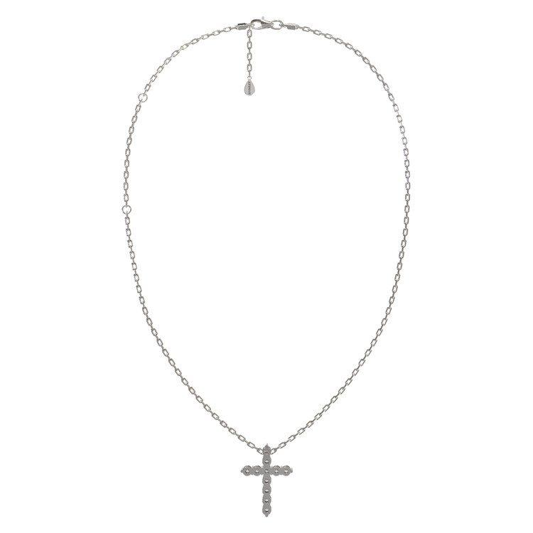 Крест из белого золота c бриллиантами