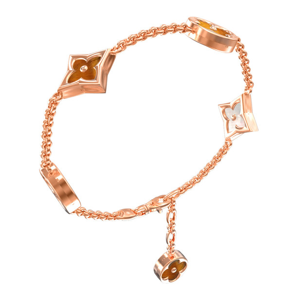 Браслет из золота c тигровым глазом и перламутром