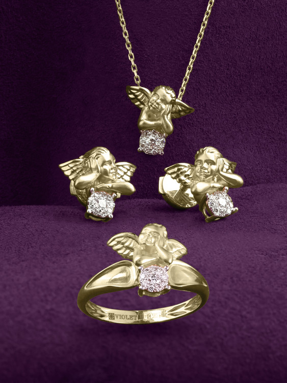 Кольцо из лимонного золота c бриллиантами