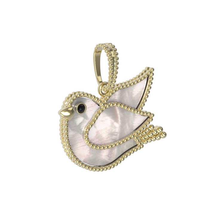 Подвеска из лимонного золота c эмаль и перламутром