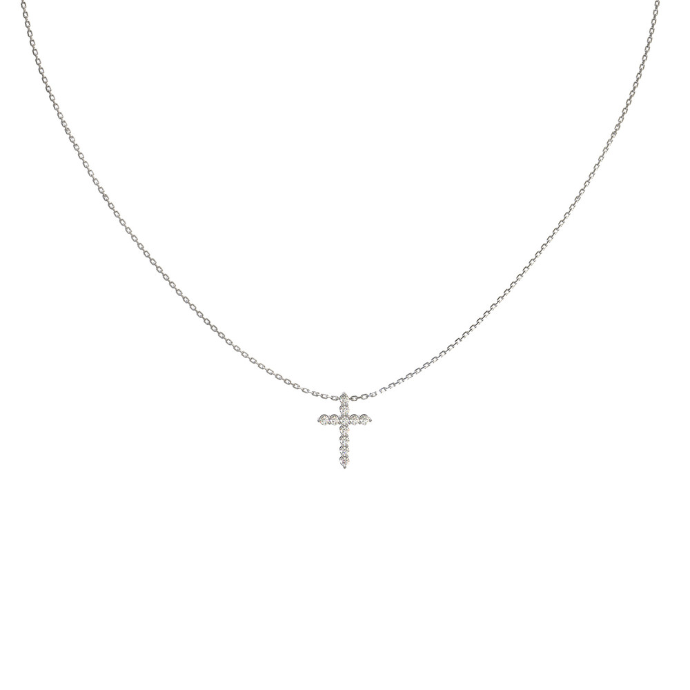 Крест из белого золота c бриллиантами