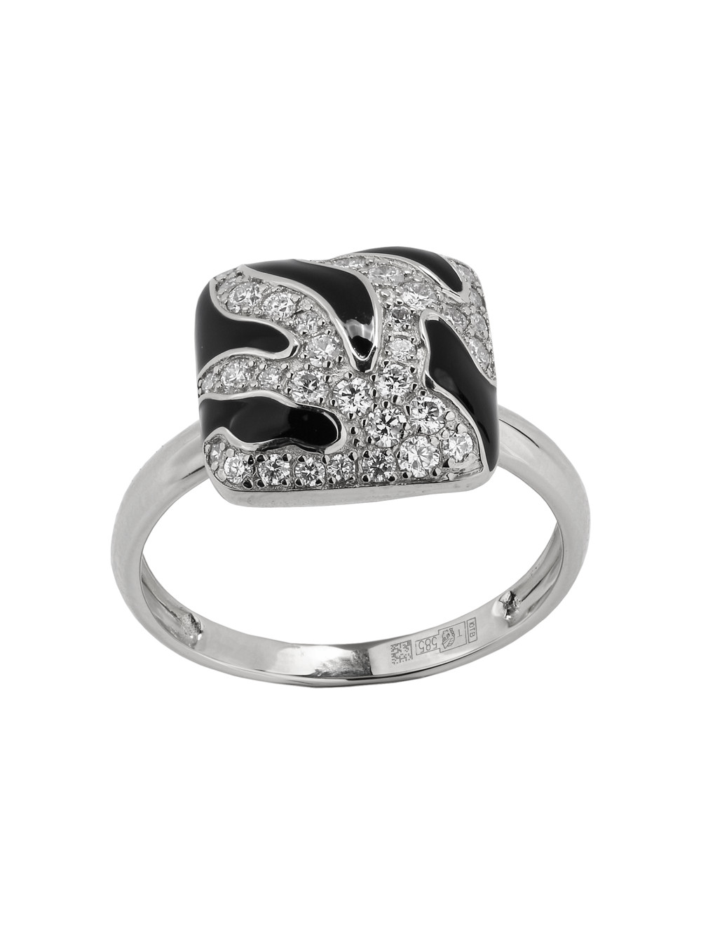 Кольцо из белого золота c эмаль и бриллиантами