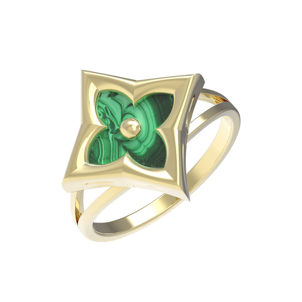Кольцо из лимонного золота c малахитом