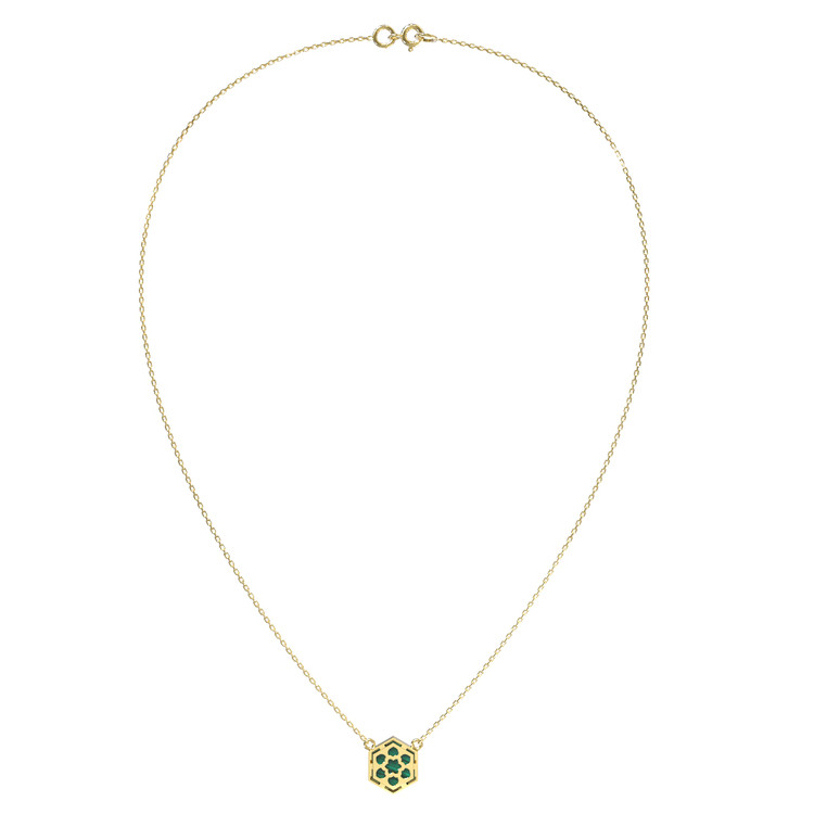 Колье из лимонного золота c малахитом