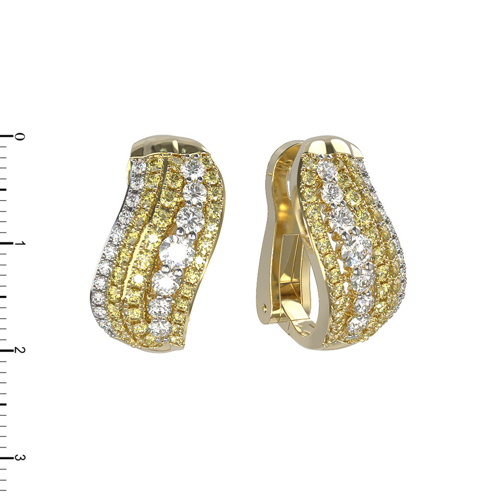 Серьги из лимонного золота c бриллиантами и сапфиром