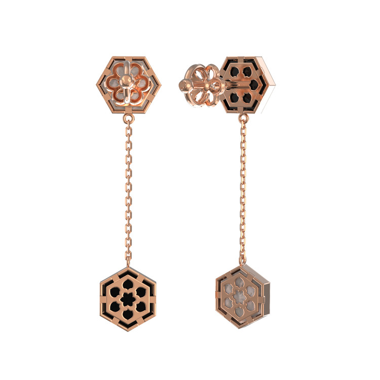 Серьги из золота c ониксом и перламутром