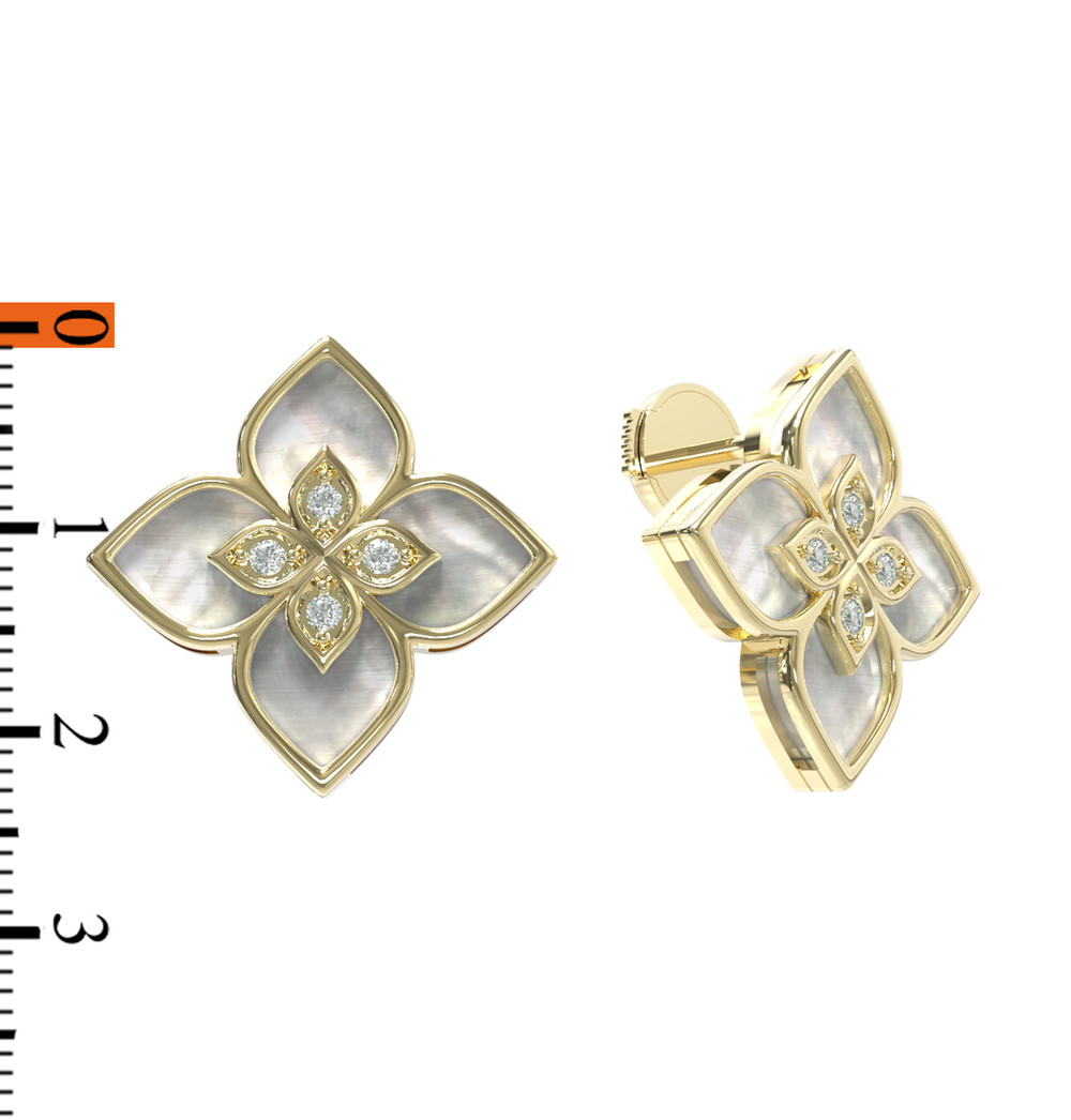 Серьги из лимонного золота c бриллиантами и перламутром