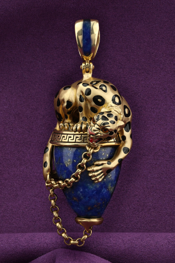 Подвеска из лимонного золота c эмаль и лазуритом