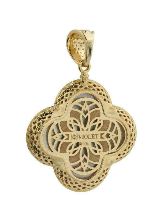 Подвеска из лимонного золота c эмаль и перламутром