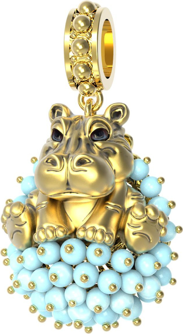 Подвеска из лимонного золота c эмаль и бирюзой