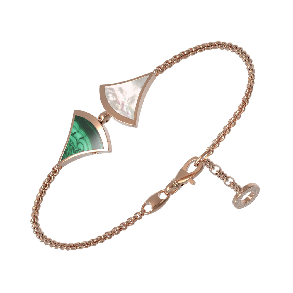 Браслет из золота c малахитом и перламутром