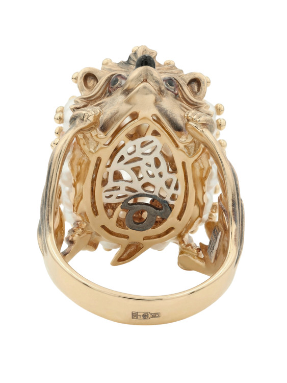 Кольцо из золота c эмаль и жемчугом