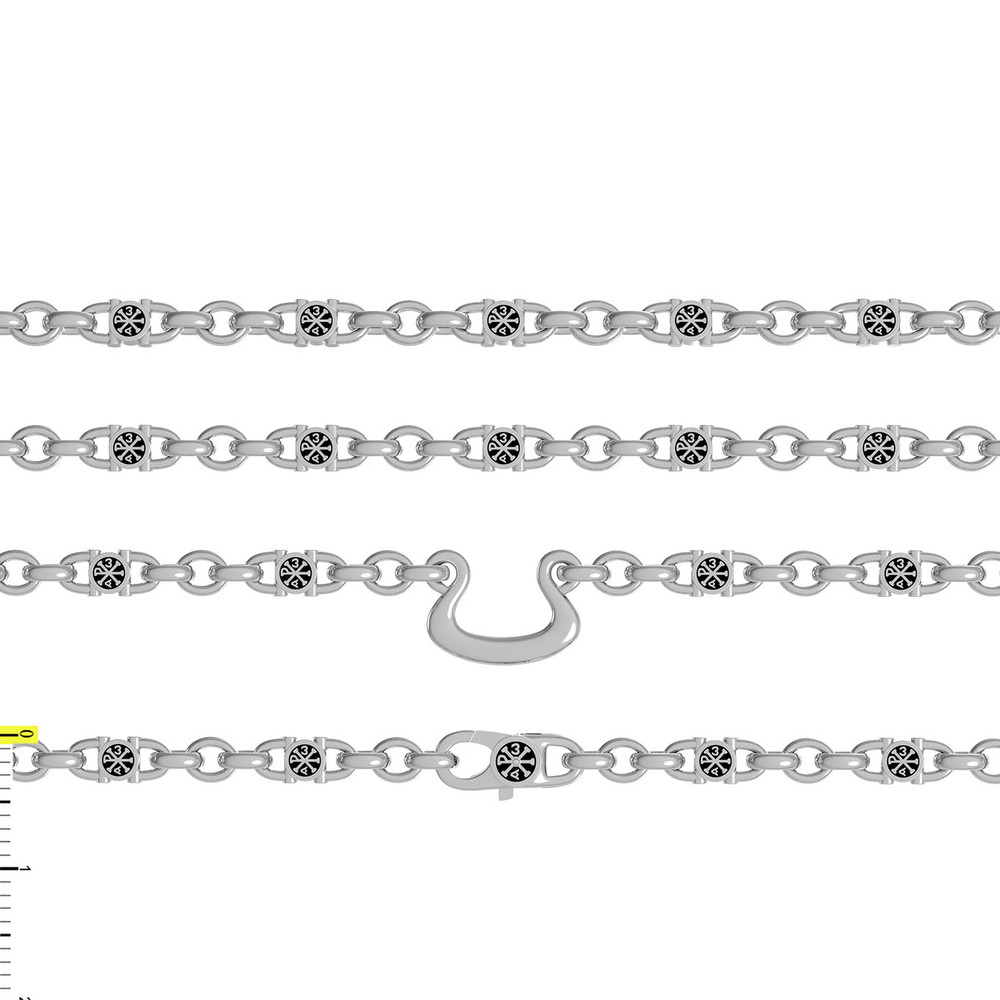 Цепь из белого золота c эмаль