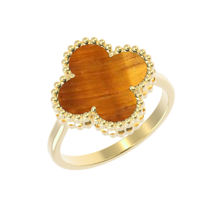 Кольцо из лимонного золота c тигровым глазом