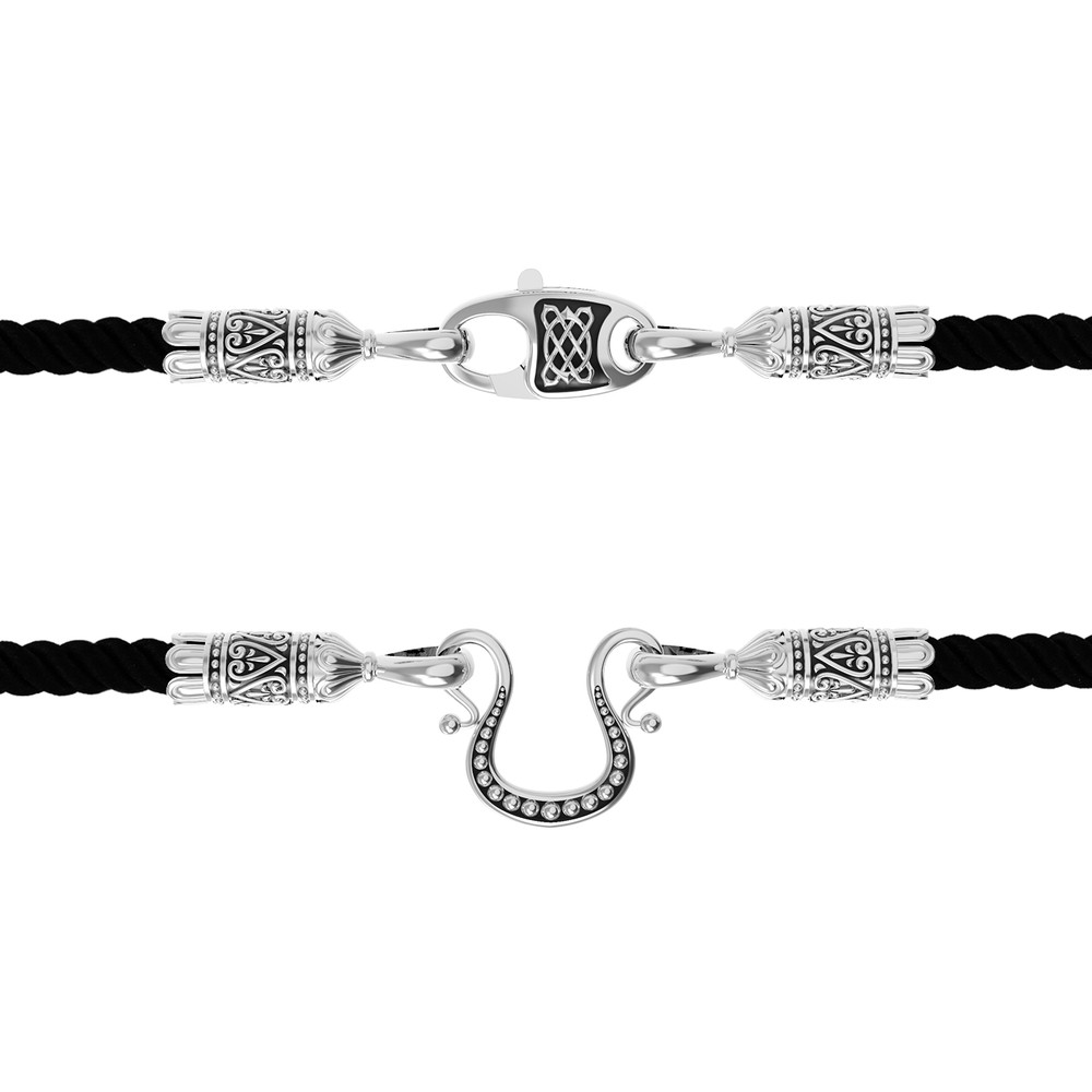 Шнурок шёлковый из белого золота c шёлковым шнурком