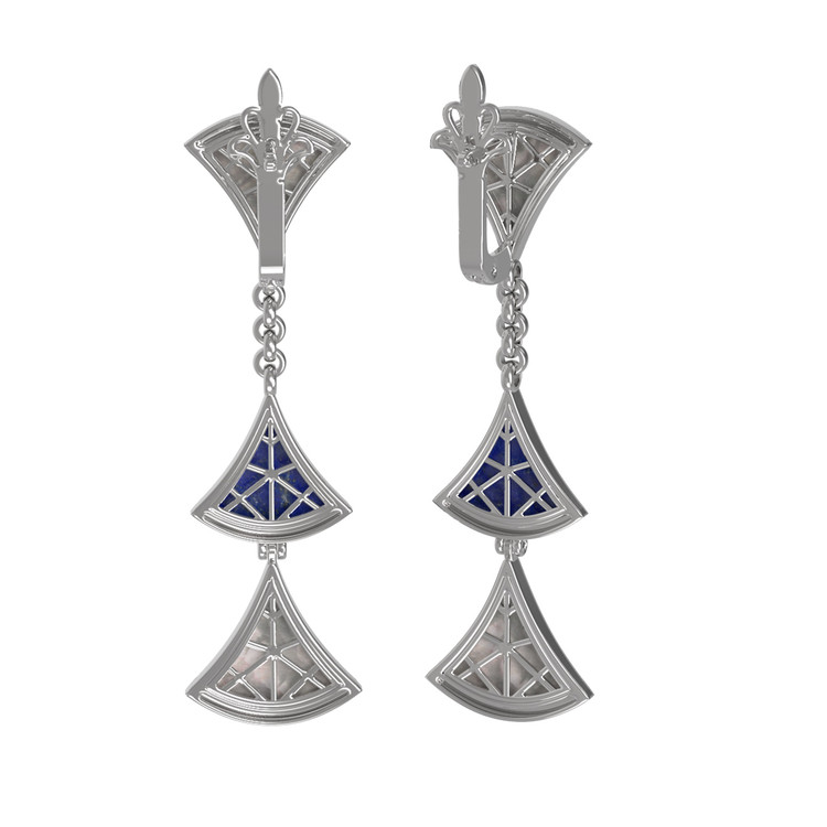 Серьги из белого золота c лазуритом и перламутром