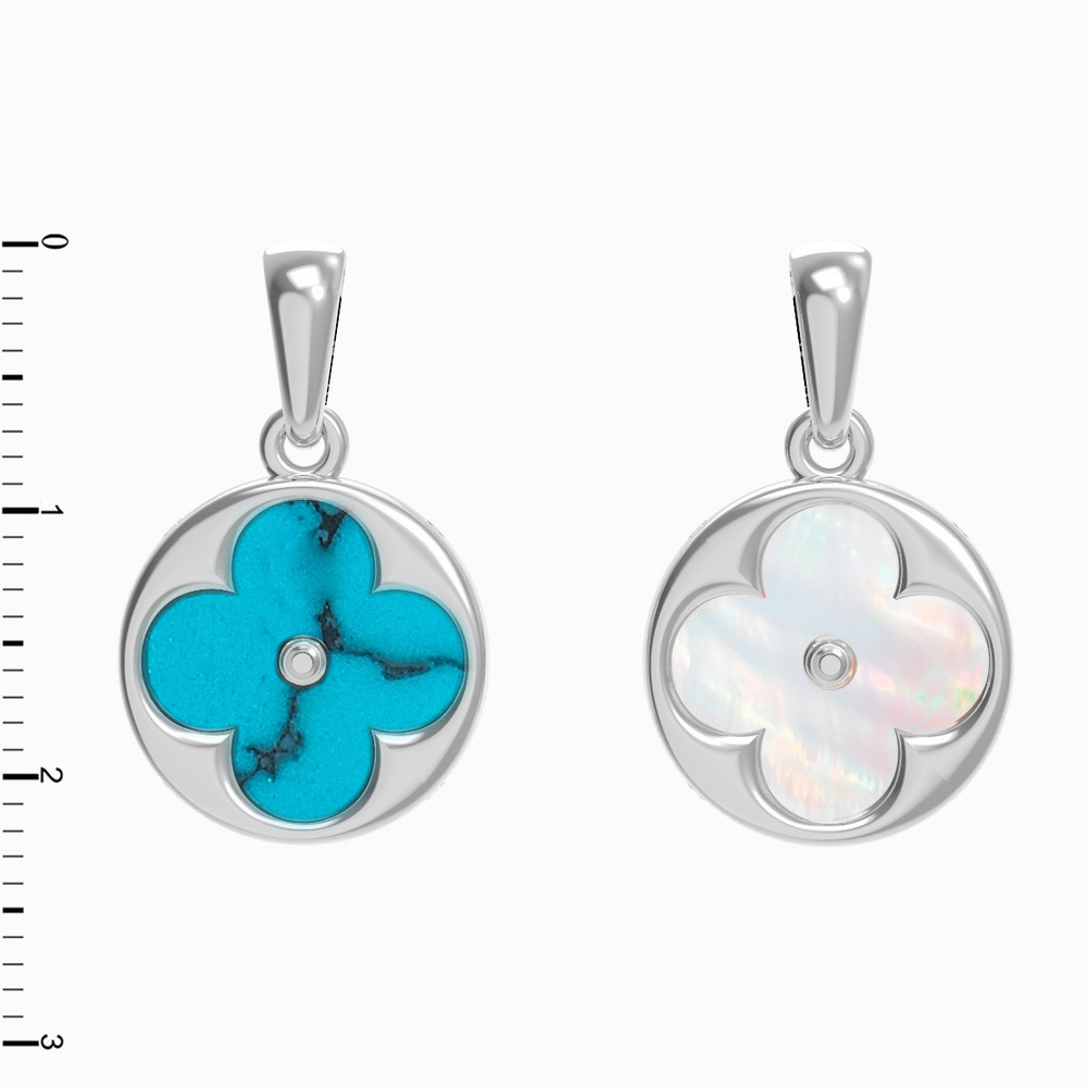 Подвеска из белого золота c бирюзой и перламутром