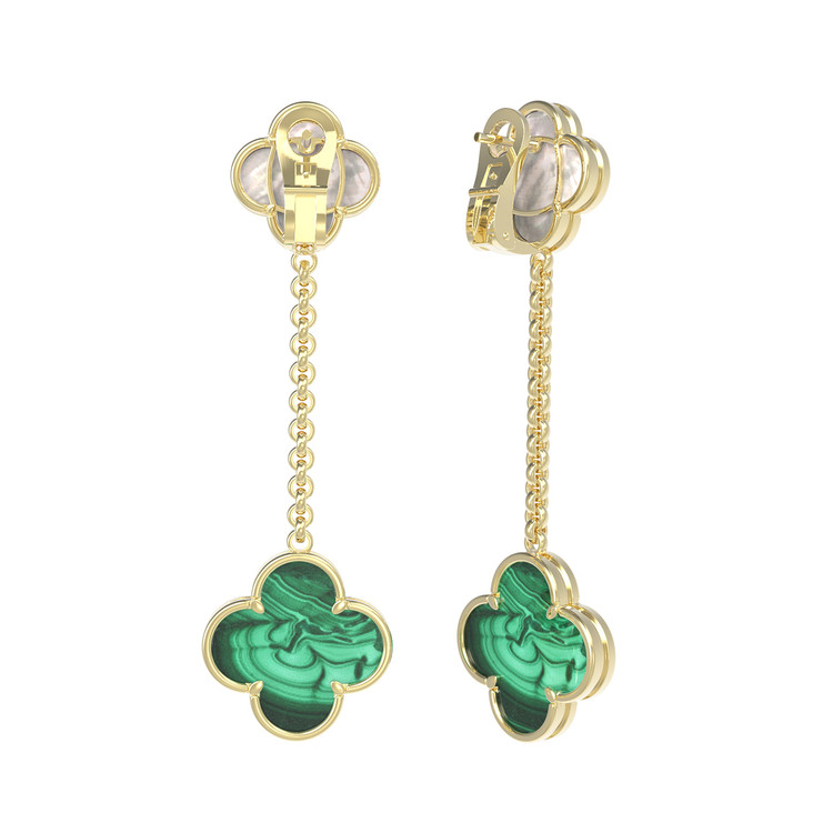 Серьги из лимонного золота c малахитом и перламутром