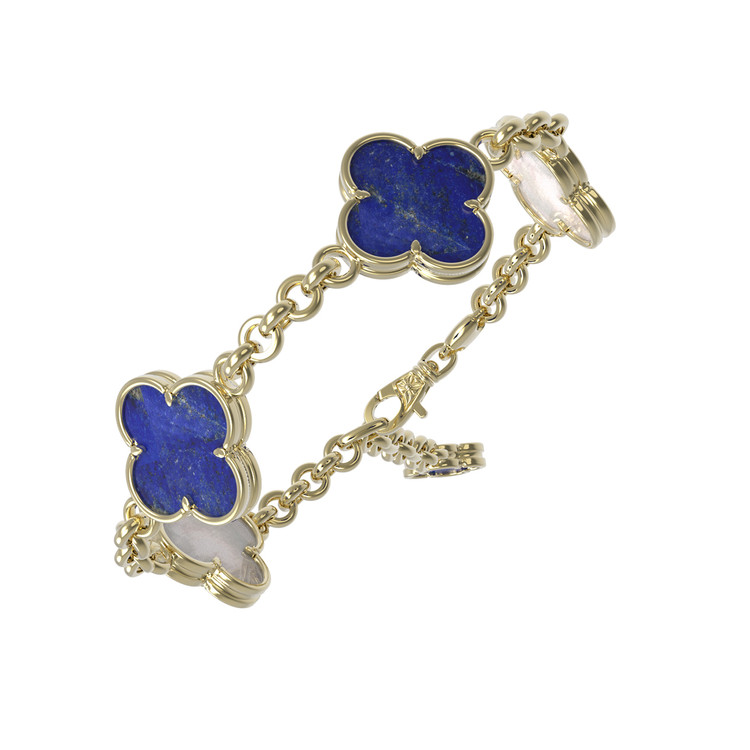 Браслет из лимонного золота c лазуритом и перламутром