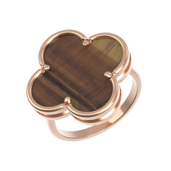 Кольцо из золота c тигровым глазом