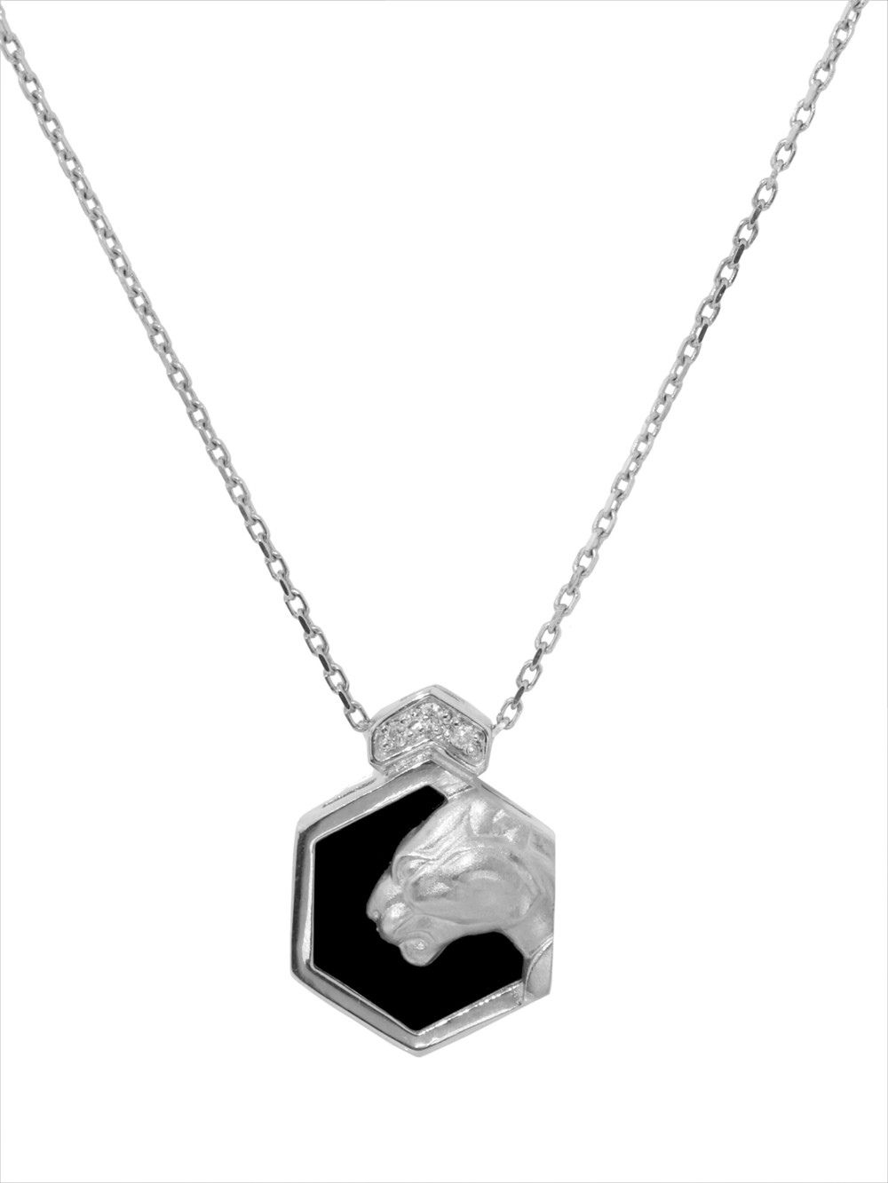 Колье из белого золота c бриллиантами и ониксом