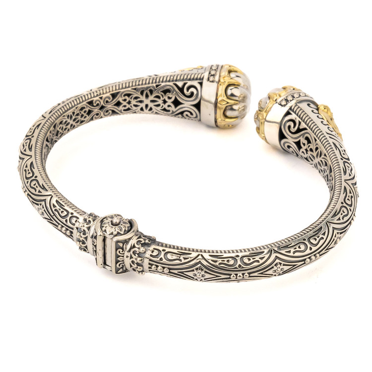 Браслет из серебра и золота c бриллиантами и рубином