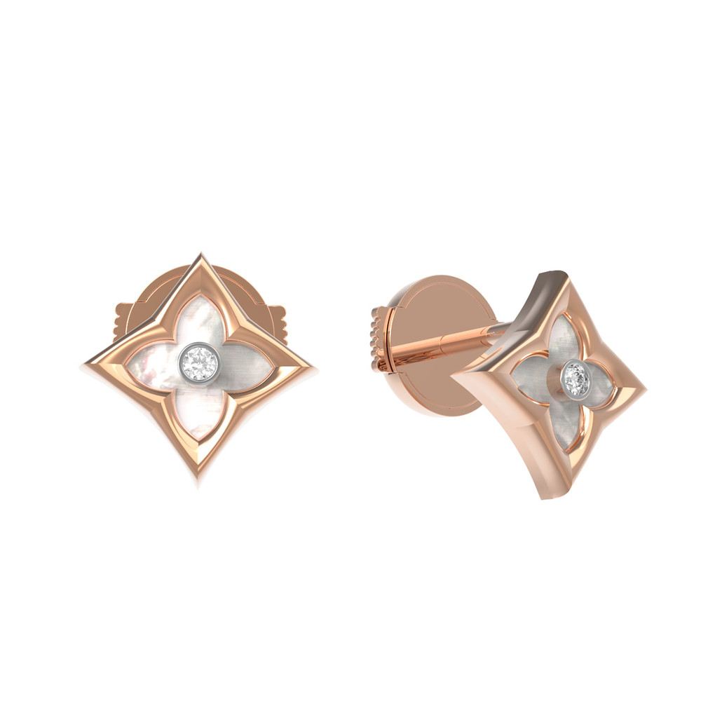 Серьги из золота c бриллиантами и перламутром