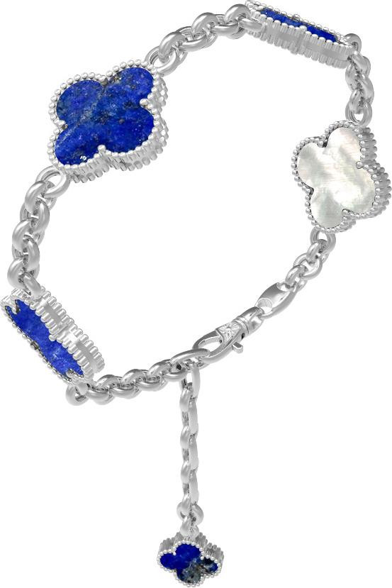 Браслет из белого золота c лазуритом и перламутром