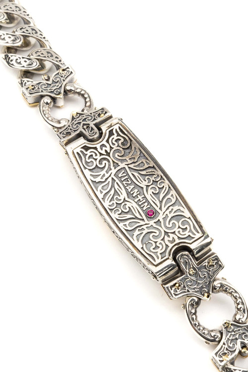 Браслет из серебра и золота c рубином