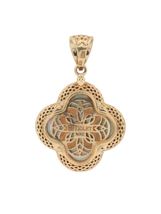 Подвеска из золота c эмаль и перламутром