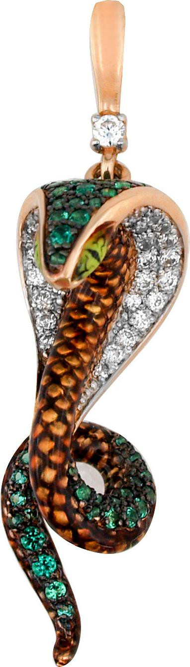 Подвеска из золота c эмаль и фианитом