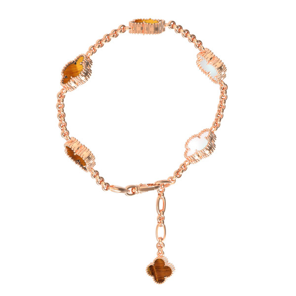 Браслет из золота c тигровым глазом и перламутром