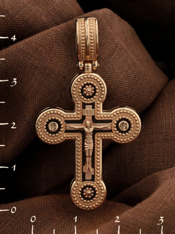 Крест из золота c эбеновым деревом