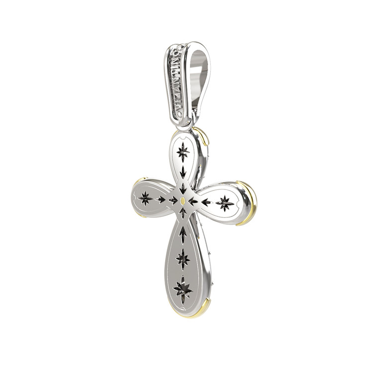 Крест из серебра и золота c фианитом