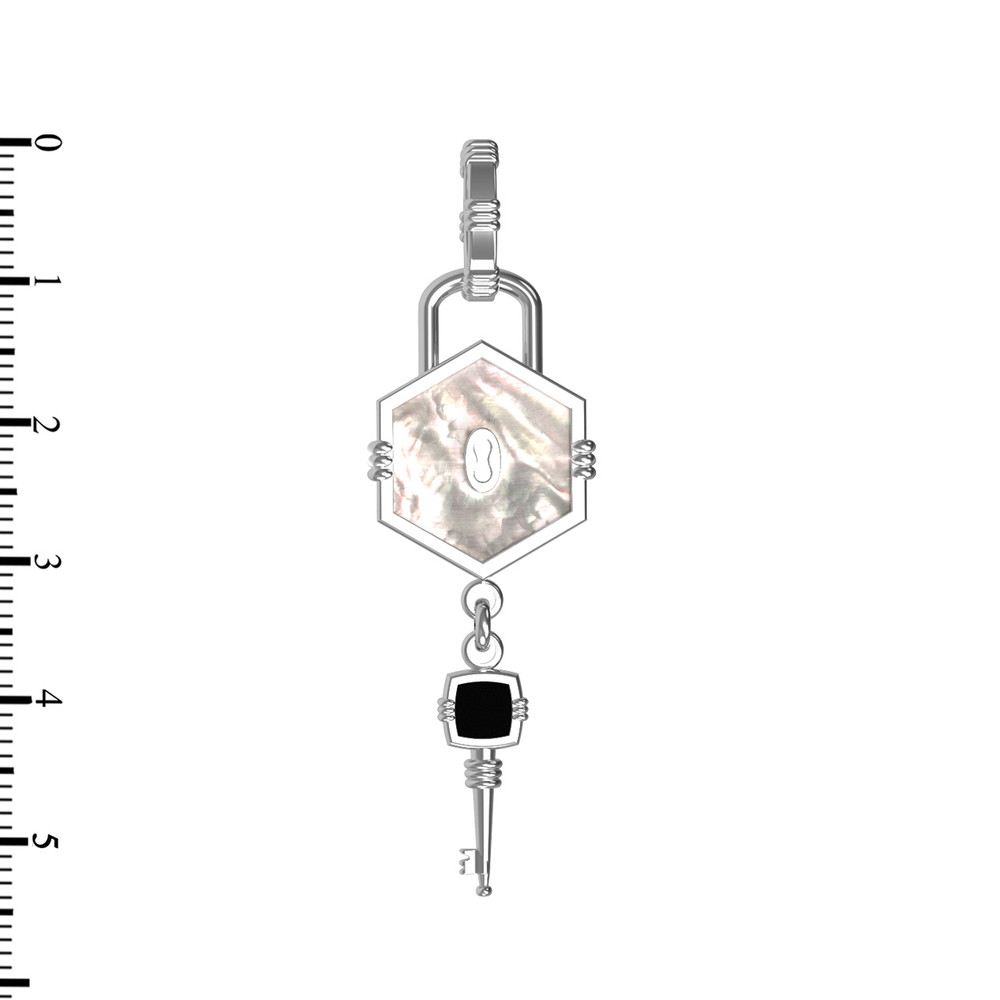 Подвеска из белого золота c ониксом и перламутром