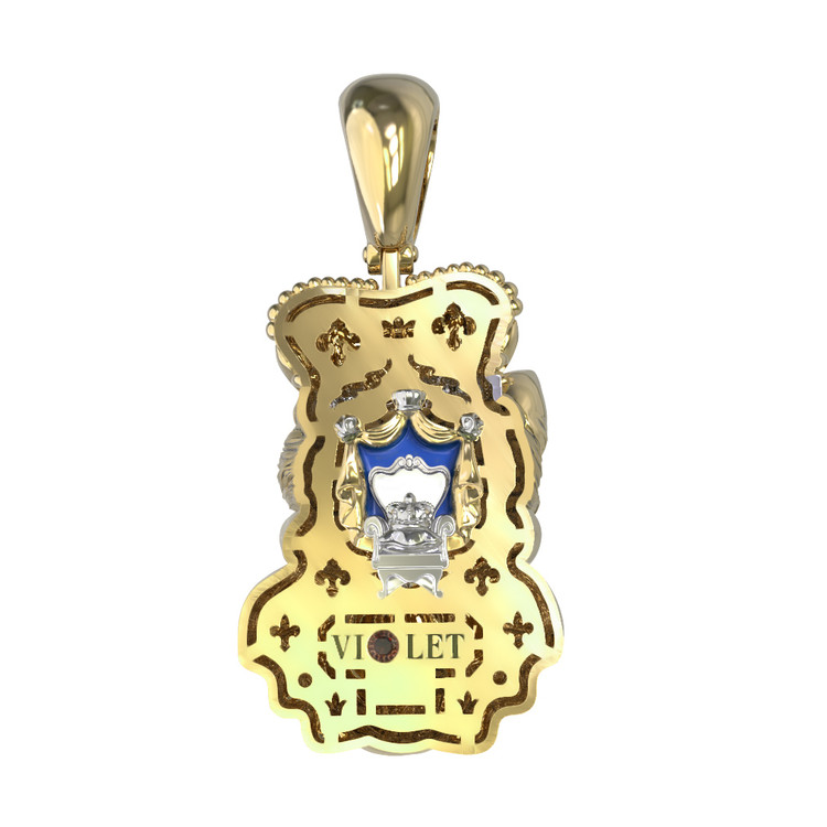 Подвеска из лимонного золота c эмаль , бриллиантами и рубином