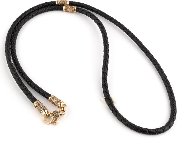 Шнурок кожаный из золота c кожаным шнурком