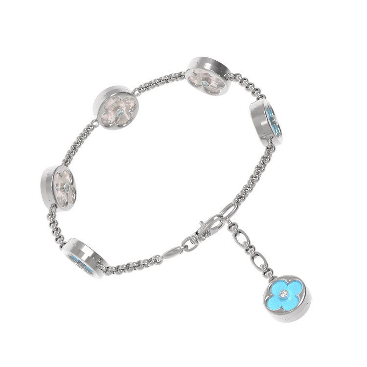 Браслет из белого золота c бриллиантами, бирюзой и перламутром