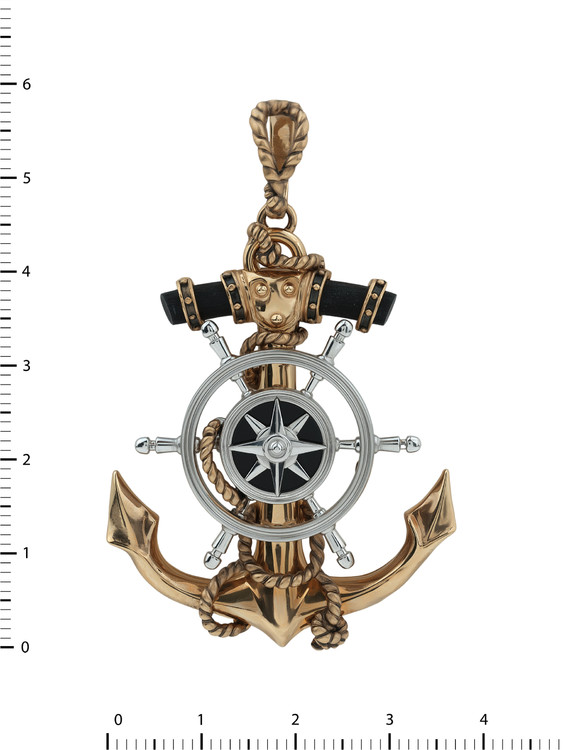 Подвеска из золота c ониксом и эбеновым деревом