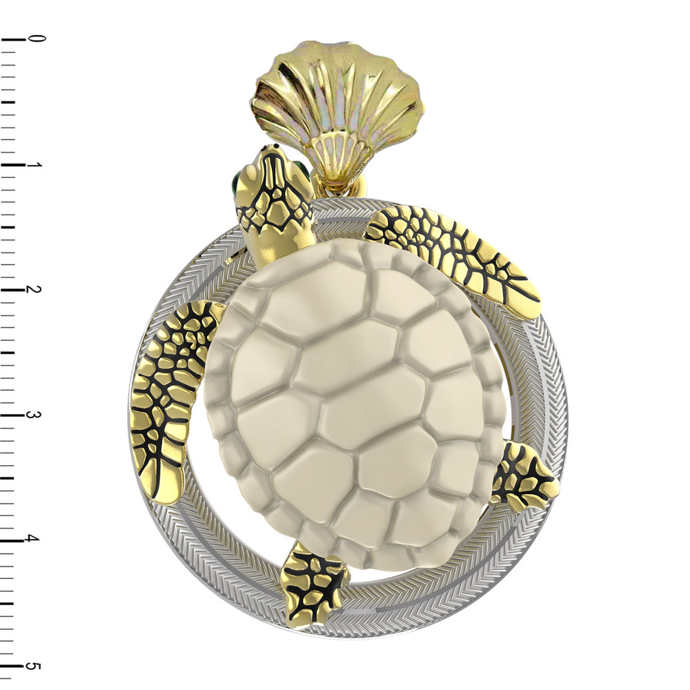 Подвеска из лимонного золота c эмаль и бивнем мамонта