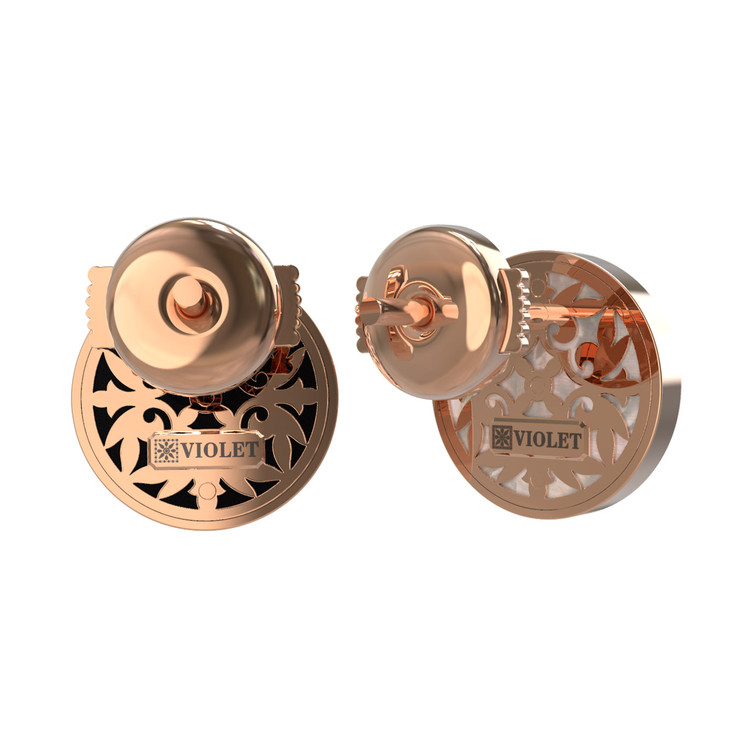 Серьги из золота c ониксом и перламутром