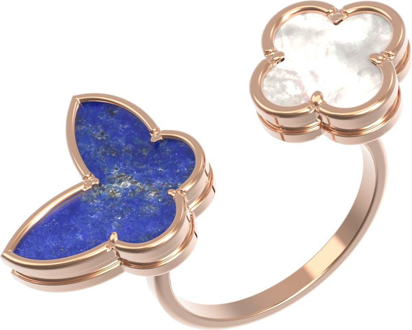 Кольцо из золота c лазуритом и перламутром