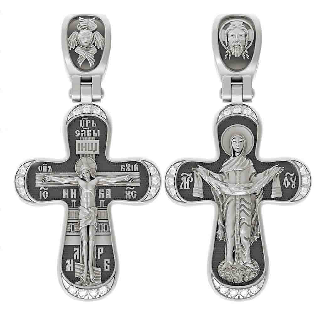 Крест из белого золота c бриллиантами