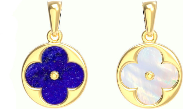 Подвеска из лимонного золота c лазуритом и перламутром