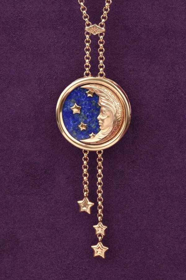 Колье из золота c бирюзой и лазуритом