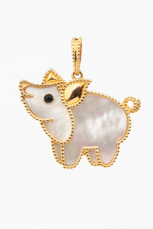 Подвеска из золота c эмаль и перламутром