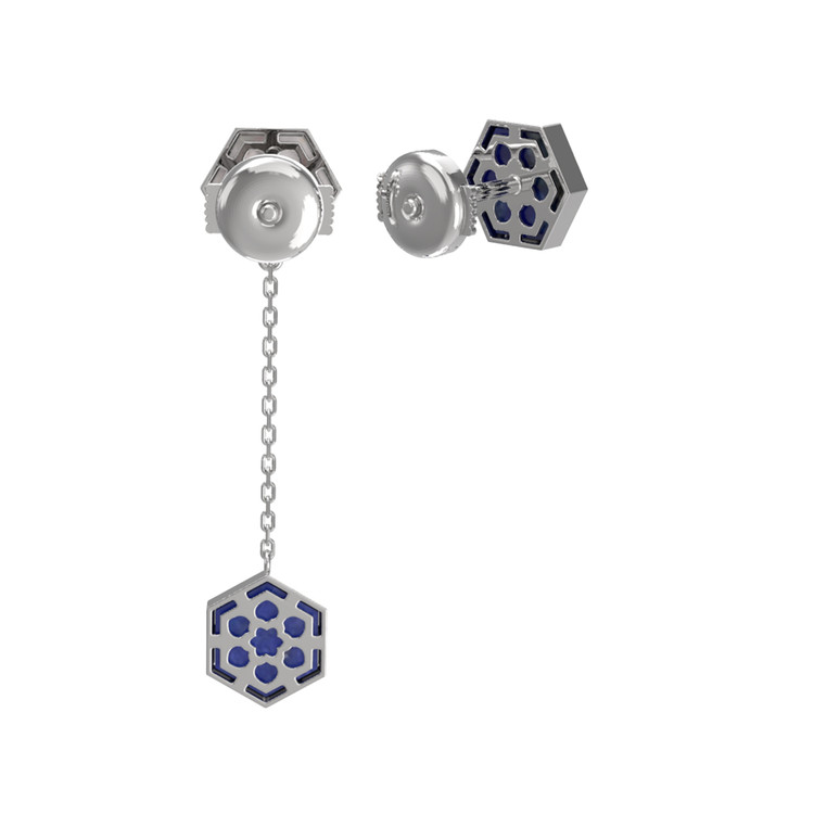 Серьги из белого золота c лазуритом и перламутром