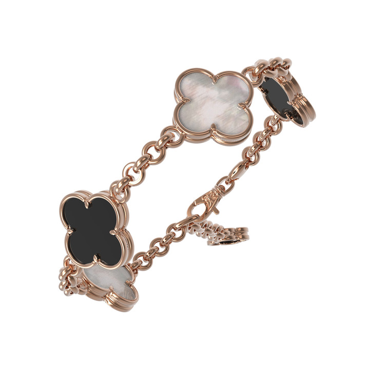 Браслет из золота c ониксом и перламутром