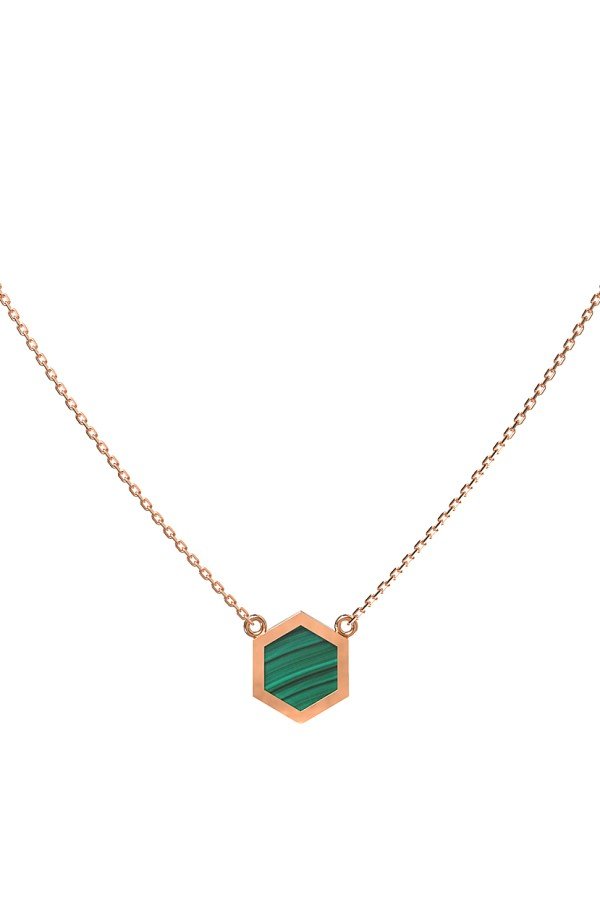 Колье из золота c малахитом