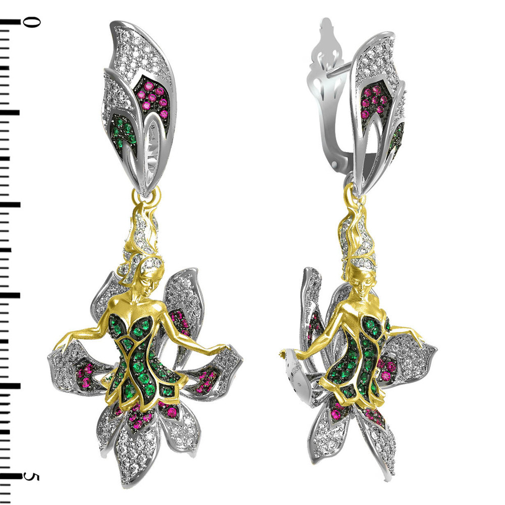 Серьги из белого золота c фианитом